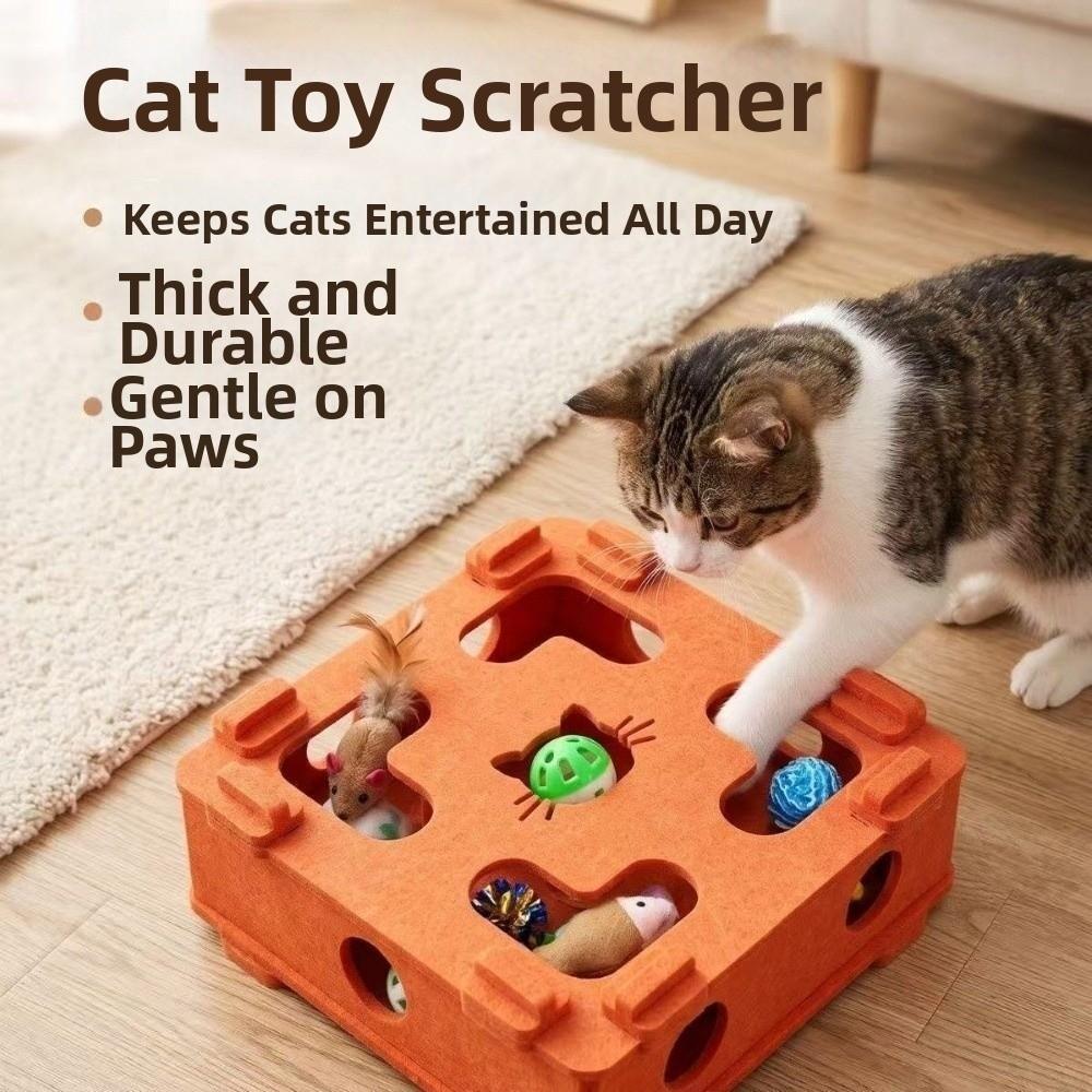 Bite Resistant Cat Maze Play Box Felt Cat Teaser Box Funny Interactive Cat Toy Kitten
