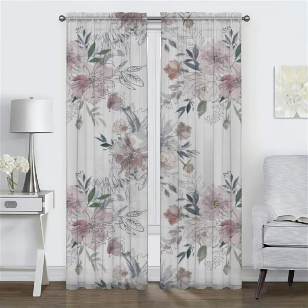 Цветы Домашний интерьер Шторы 2 шт. Гостиная Шторы Разделительные жалюзи Тюль для спальни Кухня Затемнение Элегантный Камера