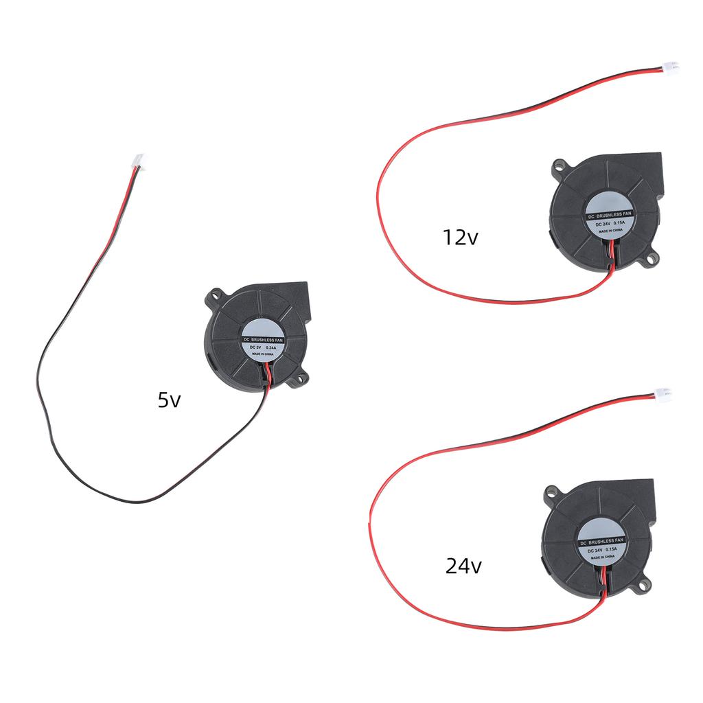 5015 Вентилятор охлаждения воздуходувки 5 В/3000 об/мин 12 В/5500 об/мин 24 В/4000 об/мин для 3D-принтеров, ноутбуков, компьютеров, на масляном подшипнике, провод 28 см
