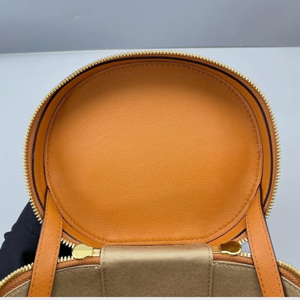 [Pre-Owned] Visetos Miniature Print Leather Cylinder Tote Bag - Excellent #UI9OEZ