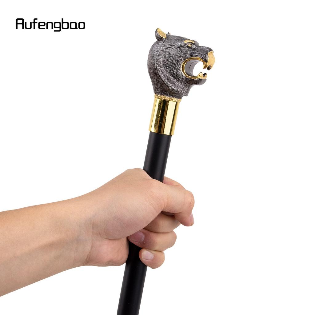 Golden Black Luxury Tiger Head Handle Fashion Walking Stick for Party Decorative Walking Cane Elegant  Knob Walking Stick 93cm