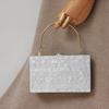New Fashion Women Bag Acrylic White Striped Dinner Handbag Woman Metal Handle Evening Bag Trendy Party Clutch Box Purse