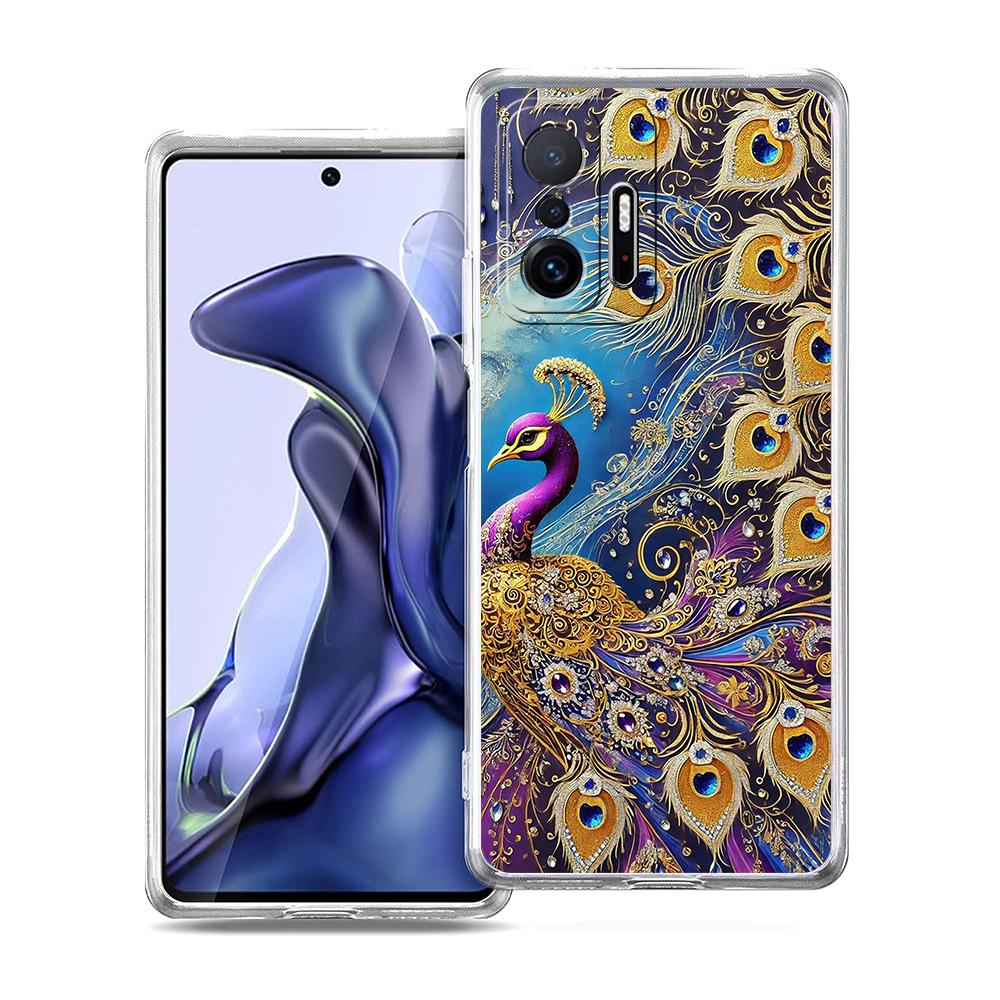Прозрачный чехол для телефона для Xiaomi Mi 14 13 12 11 Ultra 13T 12T 11T Poco X3 NFC F3 F6 Pro 5G Мягкий ТПУ Животный Милый Рисунок Павлина