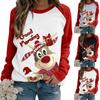 Women's Casual Fashion Christmas Print Long Sleeve O-Neck Pullover Top