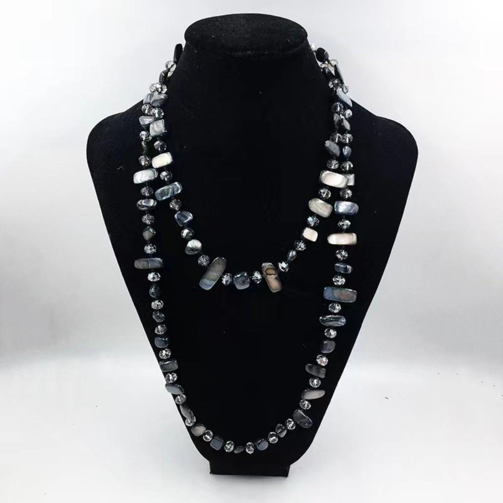 Double Layer Stone Necklace Handmade Long Sweater Chain Fashion Jewelry Accessories for Women