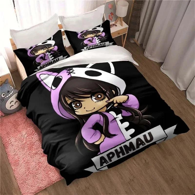 APHMAU Комплект постельного белья Комплект пододеяльника Односпальный Двуспальный King Size Кавайный Мультяшный Aphmau Спальня для взрослых Мальчиков Пододеяльник а также Наволочка
