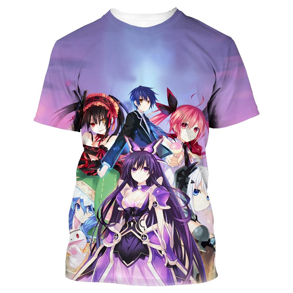 2024 Летняя мода 3D Аниме Мужская и женская футболка Date A Live Повседневная унисекс с коротким рукавом Удобный топ Большой размер 100-6XL