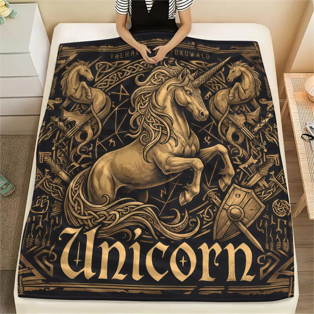 Viking retro animals Print Flannel Blanket,High quality Comfortable for All Seasons,Home Decor,Warmth and Comfort,Perfect for Christmas Gifts