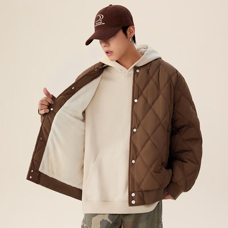 MINISO Men's Winter Plush Lined Baseball Jacket