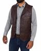 Lambskin Men's Vest Coat Handmade Leather Button Brown Western Button Soft