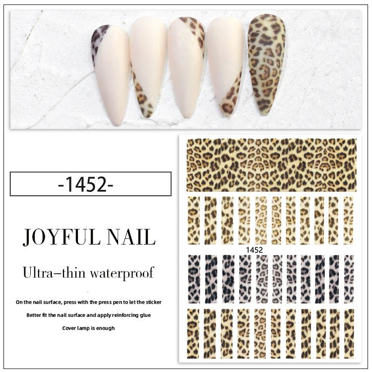 Наклейка для ногтей с леопардовым принтом, осенне-зимняя 3D-полосатая наклейка для ногтей, самоклеящаяся наклейка для ногтей