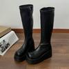 Fashion Platform Women Knee High Boots Wedges Fashion Designer Shoes Dress New Long Boots 2025 Winter Goth Chelsea Botas Women's Boots
