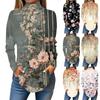 Women's Fashionable Casual High Neck Printed Long Sleeve T-Shirt Pullover Top
