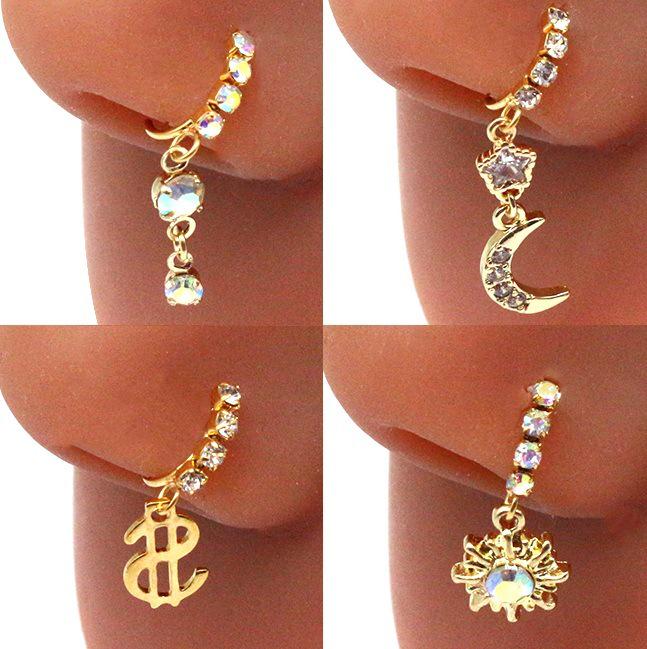 Gaby Cat Head Nose Stud with Butterfly, Five-Star, and Crown Designs - Piercing Jewelry