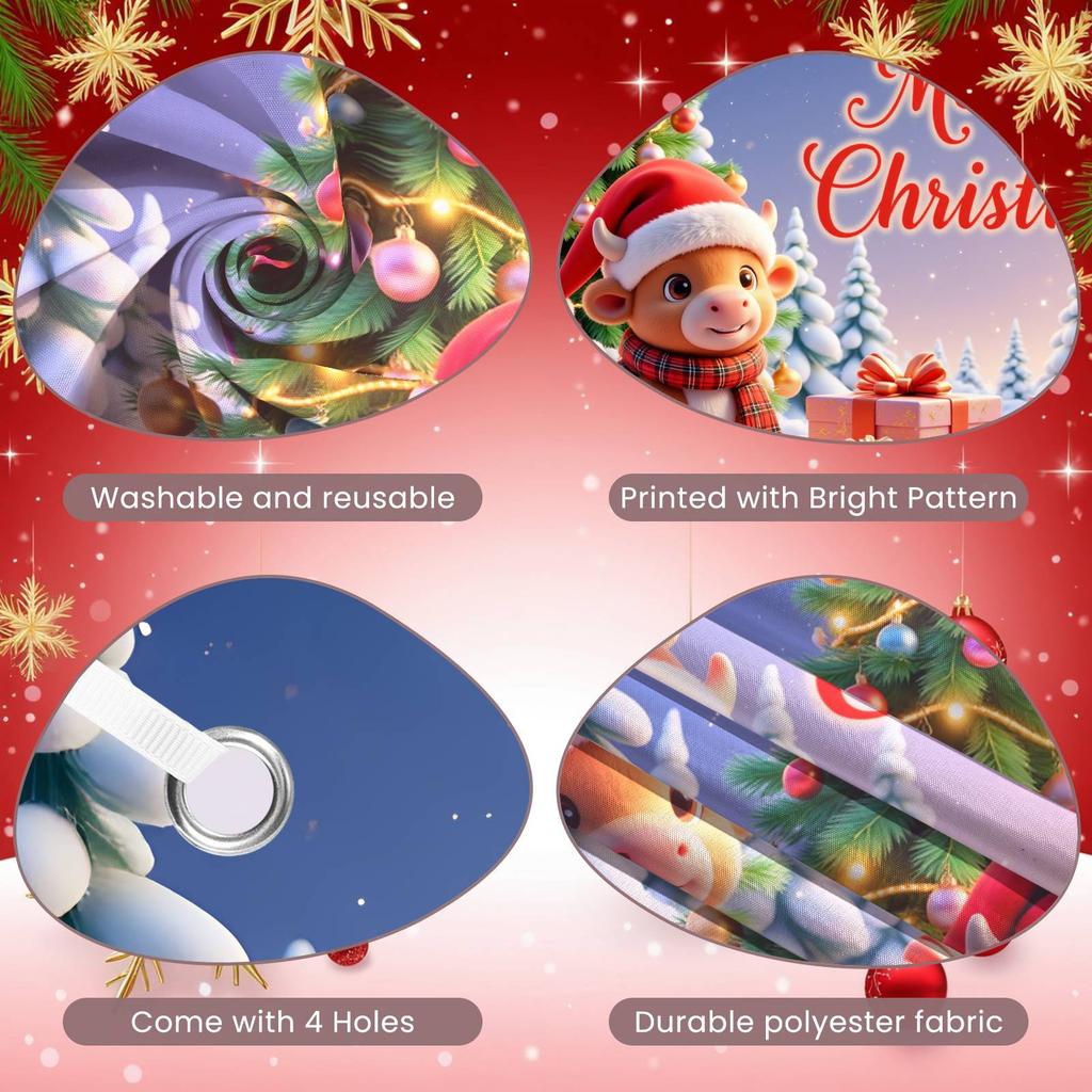 Xmas Backdrop Gift Box Decor Winter Celebration Banner Santa Cow Banner Red & Green Holiday Background For Christmas Party Home