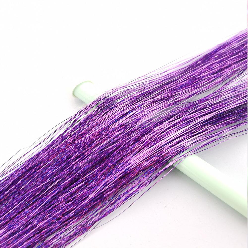 93/120cm Sparkle Synthetics Hair Extensions Tinsel Rainbow Colored Strands Girls Headwear Hairbinge Hair Laser False Decor