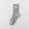 Ladies Fall Bow Ballet Style Solid Color Vertical Stripe Mid Tube Cotton Socks