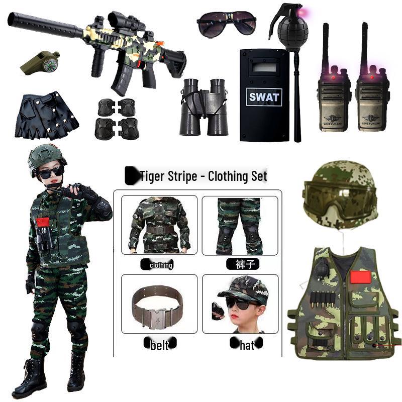 Детский камуфляжный тренировочный костюм «Маленький солдат»: Длинный рукав с военным жилетом