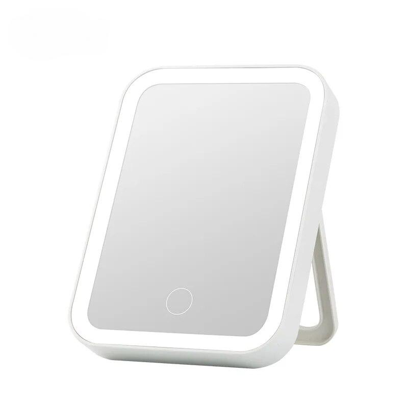 Светодиодное зеркало для макияжа с лампой, настольное, популярное в Интернете женское, наполняющее светом, портативное, маленькое зеркало для спальни, складное, портативное