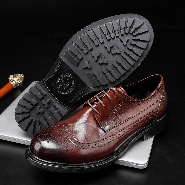 Британские ретро туфли Дерби из коровьей кожи свадебные туфли Tide Brock гравированные деловые повседневные кожаные туфли мужские туфли большого размера Tide