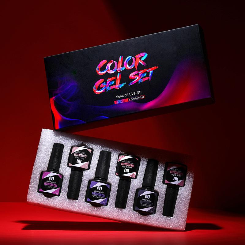Набор клея для лака для ногтей 8 мл 6 бутылочек в коробке клей для дизайна ногтей Barbie японский цветной клей для ногтей клей для фототерапии