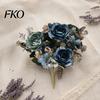 Faux Fern Leaves Artificial Rose Flowers Bouquet for Wedding Bridal, Fake Light Luxury Floral Arrangement Home Decoration And Photography Props,