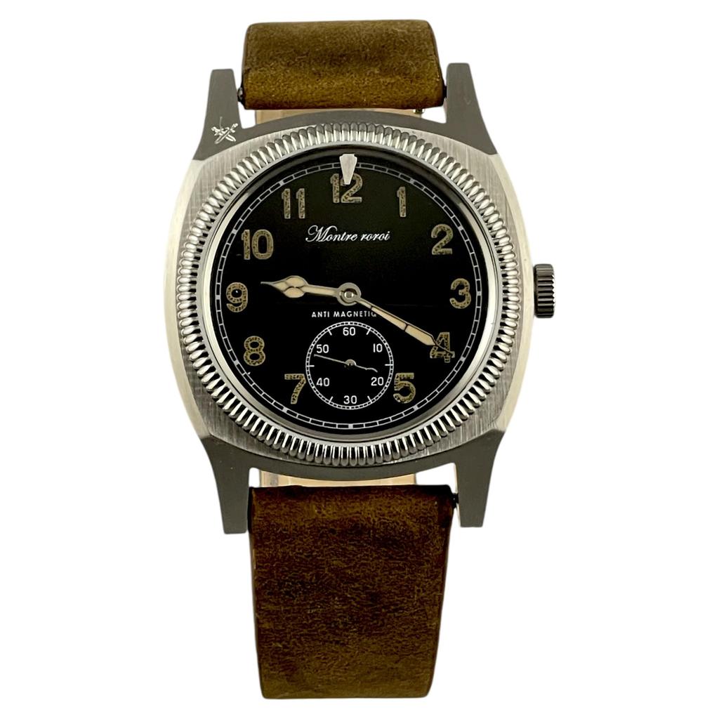 Имущество Большая Черепаха Маленькая Секундная Военные Часы с Коричневым Кожаным Ремешком Crazy Horse M.R.M.W. Мужской