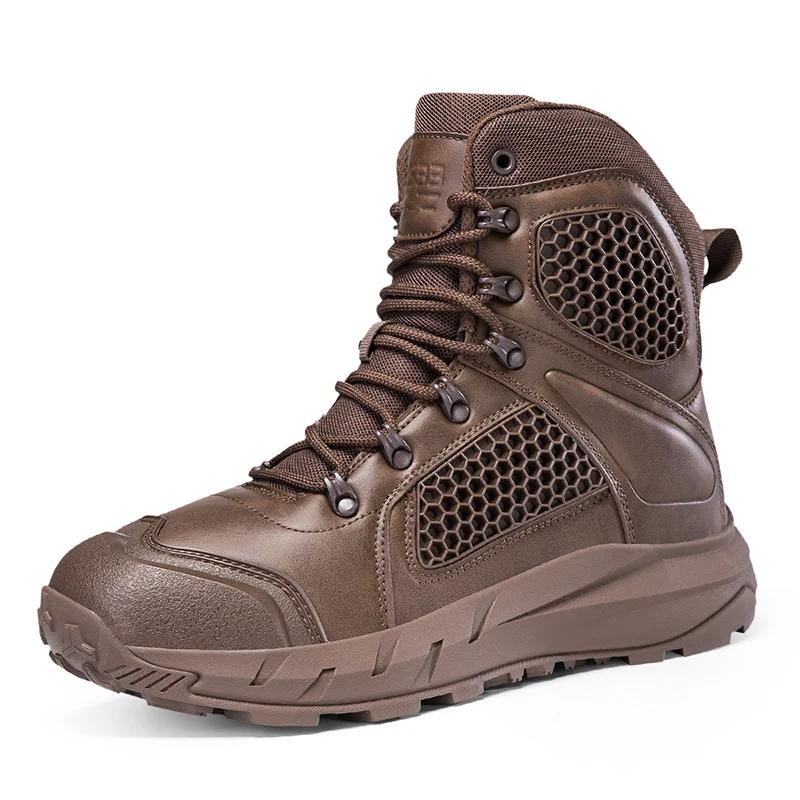 2026 Fashion Men's Desert Combat Boots Outdoor Leather Hiking Shoes Men Hunting Work Safty Boots Men's  ankle boots