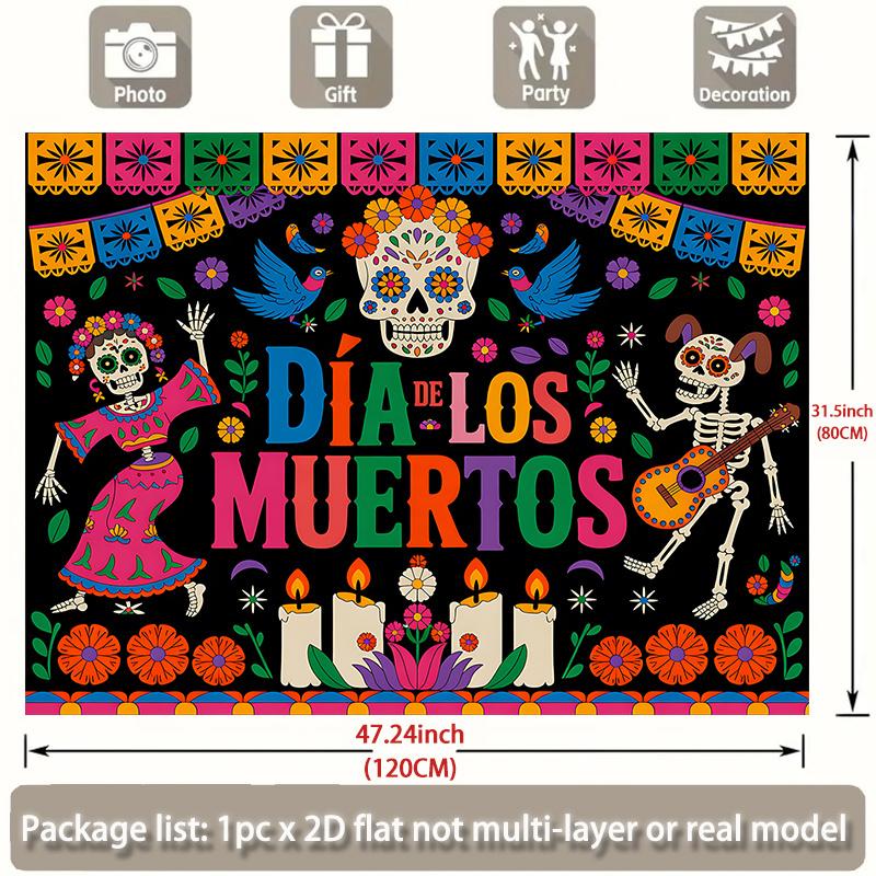 2D flat design. One skeleton festival banner is suitable for home decoration, parties and altar arrangements.zyc