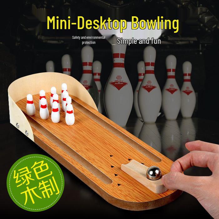 Educational Wooden Mini Bowling Game: Parent-Child Interactive Stress Relief Indoor Toy