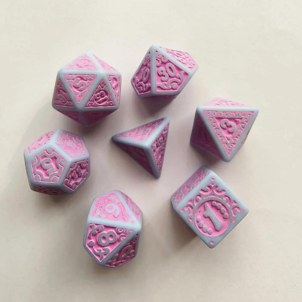 7pcs/set New Hollow Acrylic Number Dice for DND Cthulhu COC TRPG Board Game Running Team Polyhedral Dice DND Dice Set