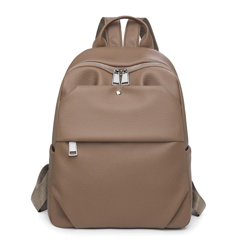 Backpack Women's New Outdoor Leisure Backpack Solid Color Large Capacity Simple Texture Backpack Small Schoolbag