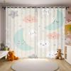 Cartoon Star Moon Print Curtains Dormitory Living Room Bedroom Children's Room Window Decoration Curtains 2 Pieces