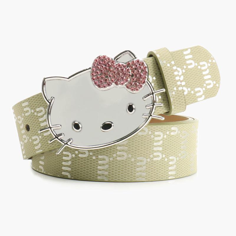 Металлический Женский Пояс Hello Kitty Декоративный С Принтом Букв и Стразами Для Повседневной и Нарядной Одежды