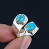Кольцо из натурального медного камня с бирюзой, твердое серебро 925 пробы, эффектное кольцо с двумя драгоценными камнями, ювелирное изделие, подарок для женщин и девочек