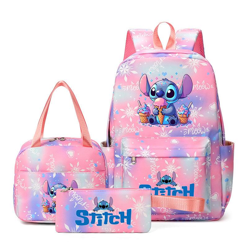 Рюкзак из трех частей Stitch для студентов (мужчин и женщин), Рюкзак с мультяшным принтом для кампуса, Большая вместительная сумка для путешествий и активного отдыха