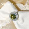 925 Sterling Silver Light Luxury Fashion Green Zircon Ring, Birthday Party Anniversary Gift, Ladies Jewelry
