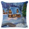 Christmas Snowman Pillowcase Living Room Decoration Linen Pillowcase New Year Santa Claus Christmas Sofa Cushion Cover