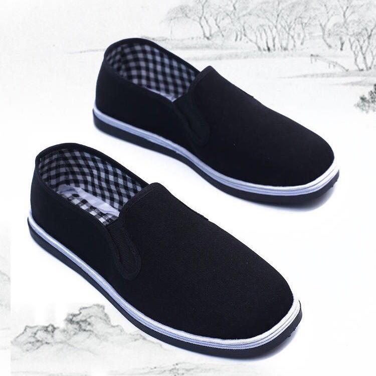 Унисекс Весна Дышащая Толстая Уличная Обувь Старый Пекин Черная Ткань Мужская Повседневная Осенняя Мягкая Подошва Одиночные Рабочие Туфли Женские Слипоны 36-45