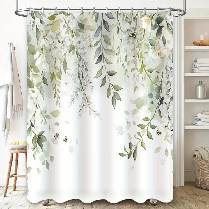 Очаровательная цветочная шторка для душа с нежными листьями и бабочками улучшает эстетику ванной комнаты Экологически чистый материал Легко чистить