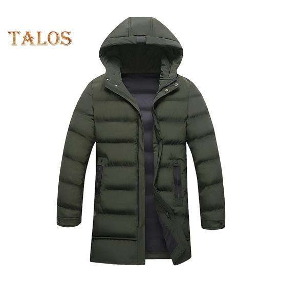 Мужское хлопковое пальто с капюшоном, длинными рукавами, карманами, длинный пуховик, застежка-молния, однотонные карманы, утолщенная повседневная верхняя одежда