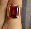 Men Women Garnet Ring, Signet Ring, 925 Solid Sterling Silver, Handmade Jewelry, Gift for Partner, 12x16 MM Gemstone