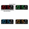 Brightness Adjustment LED Digital Wall Clock 12/24H Format Date Week Large Digital Clock Auto-Dimmer Temperature Display