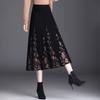 Printed Knitted Women's Autumn Winter High Waist Midi Skirt A-Line Flared Pleated Long Skirt