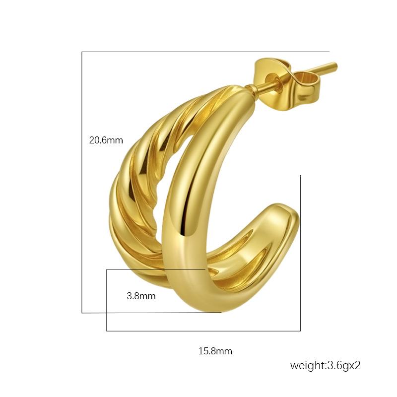 Direct supply multi-layer stainless steel earrings, European and American retro high-end 18K earrings, women's atmospheric earrings