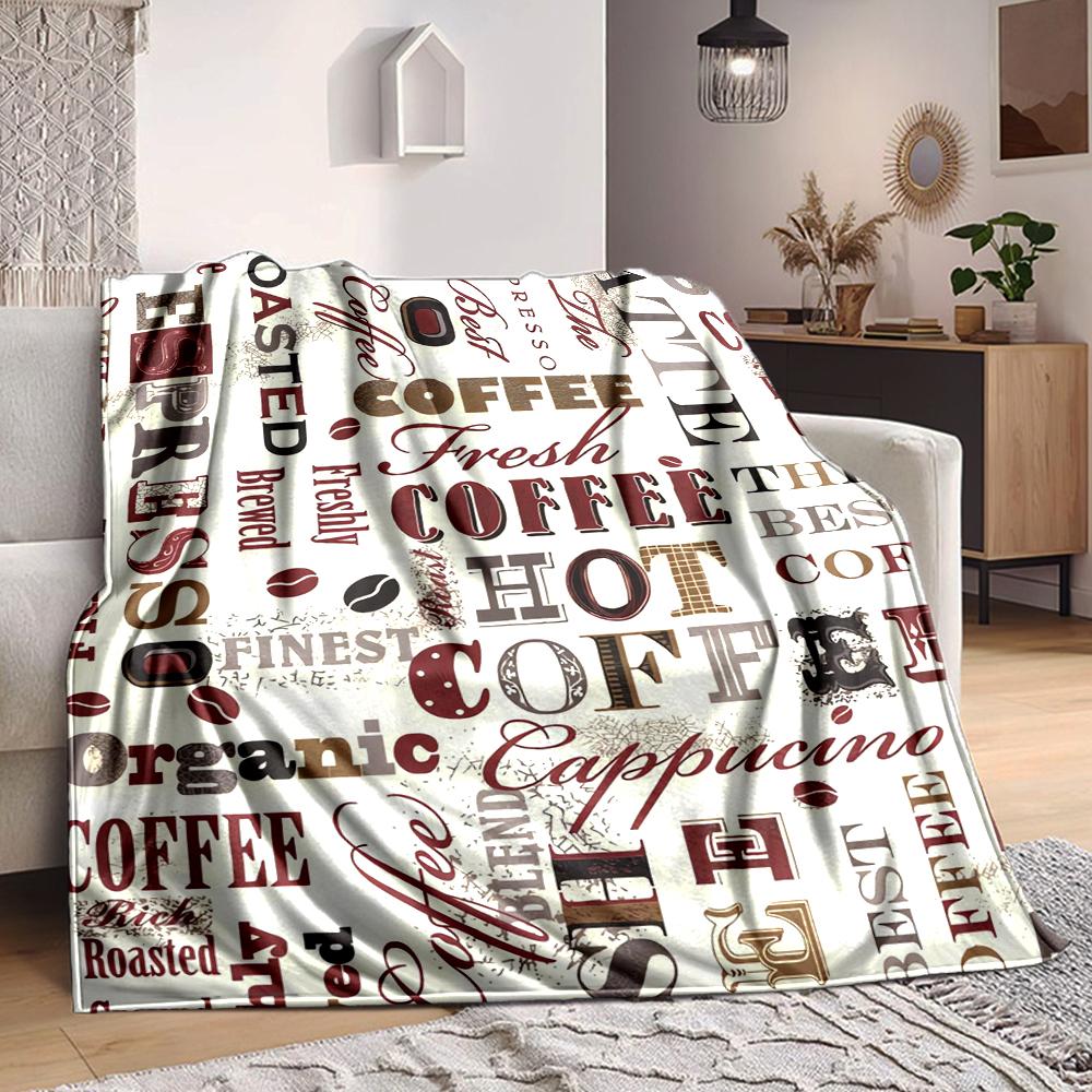 1Pc Coffee Variety Patterns Blanket Soft And Comfortable Casual Warm Camping Travel Christmas Halloween Xmas Gift M928117