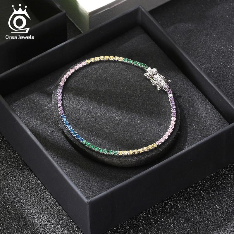 4mm Round Cut Tennis Bracelet In 925 Sterling Silver White Gold Woman Men Bracelets Bangle Jewelry Hand Chain Sb94