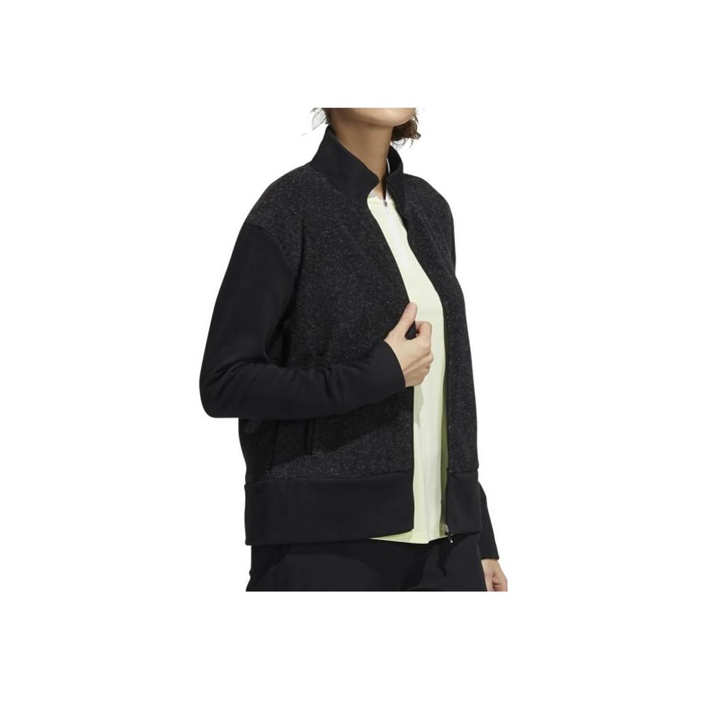 Adidas Solid Color Spliced Stand Collar Zip Jacket Women Jackets Black GR3560