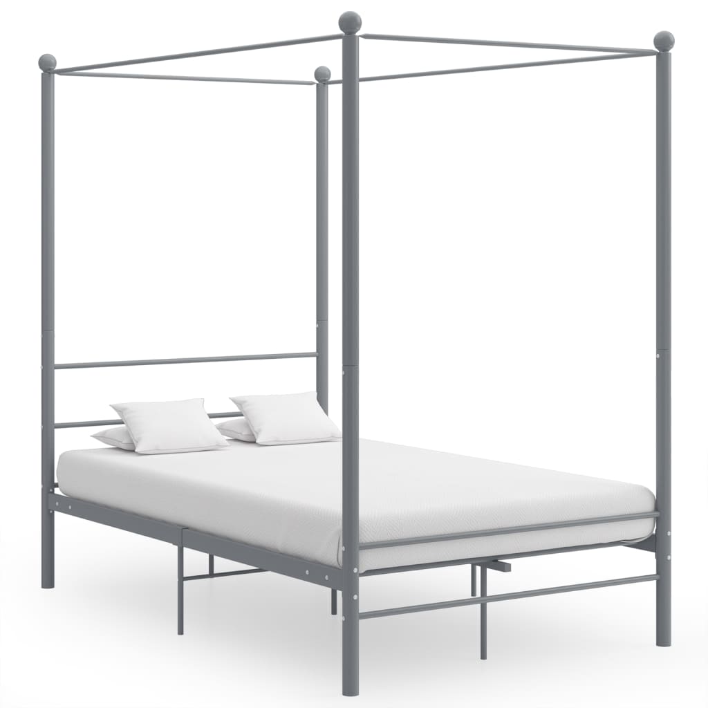 Loft Bed Gray Metal 140 x 200 cm