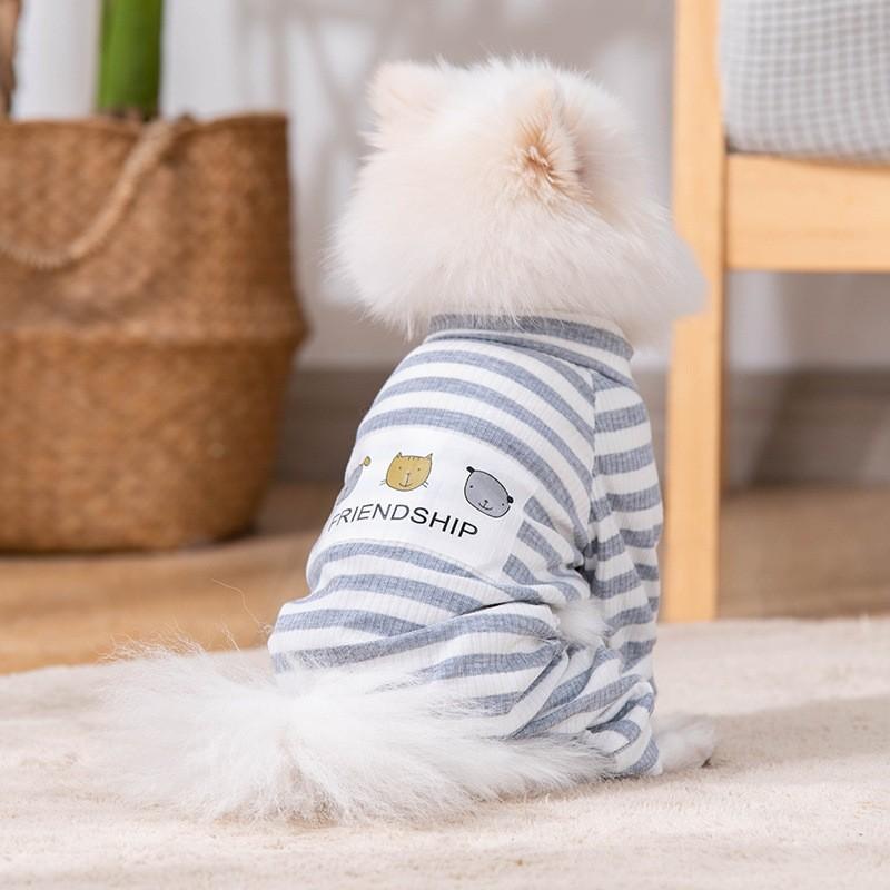 Пижамы для домашних животных, весенне-летняя одежда в тонкую полоску, одежда для маленьких собак, одежда для домашних животных